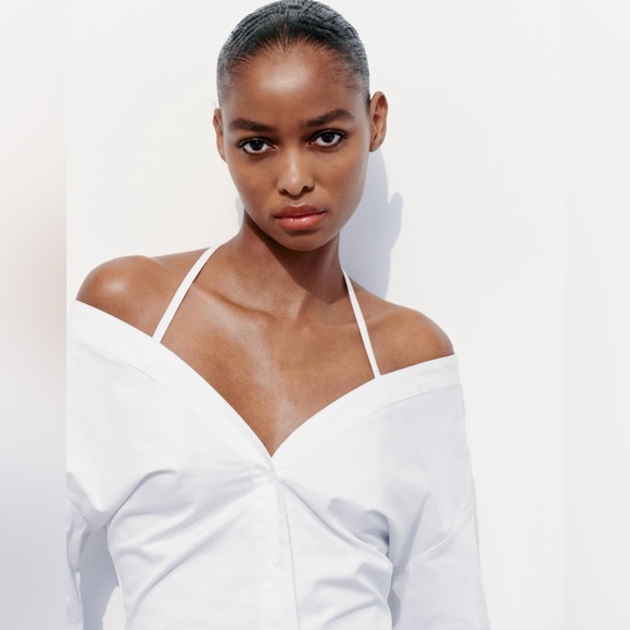 Zara OFF-THE-SHOULDER TRENCH COAT DRESS. - Picture 3 of 9